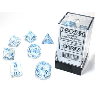 Chessex Signature Polyhedral 7-Die Set: Borealis Icicle/light blue Luminary