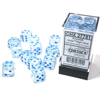 Chessex Signature D6 16mm Dice: Borealis Icicle/light blue Luminary