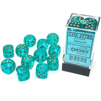 Chessex Borealis® 16mm d6 Teal/gold Luminary™ Dice Block™