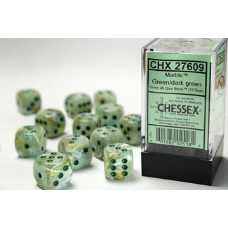 Chessex Signature D6 16mm Dice: Marble Green/dark green