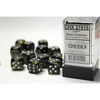 Chessex Signature D6 16mm Dice: Leaf Black Gold/silver