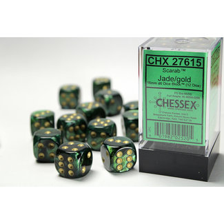 Chessex Signature D6 16mm Dice: Scarab Jade/gold
