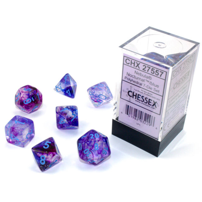 Signature Polyhedral 7-Die Set: Nebula Nocturnal™/blue Luminary