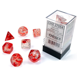 Chessex Signature Polyhedral 7-Die Set: Nebula Red/silver Luminary