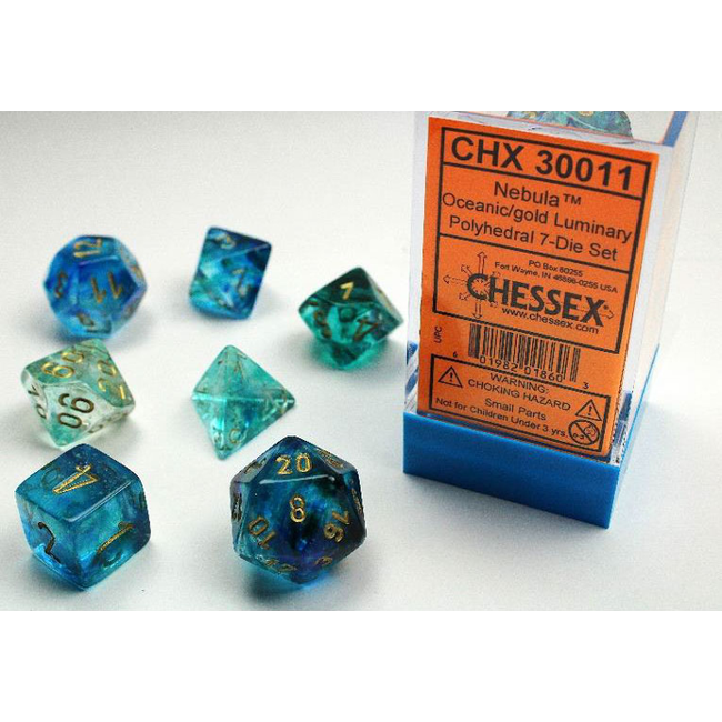 Signature Polyhedral 7-Die Set: Nebula Oceanic™/gold Luminary