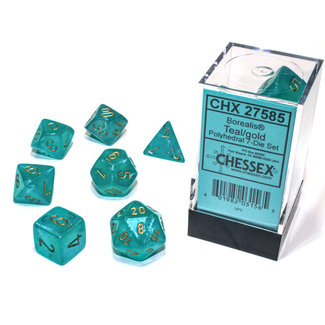 Chessex Borealis® Polyhedral 7-Die Set Teal/gold Luminary™