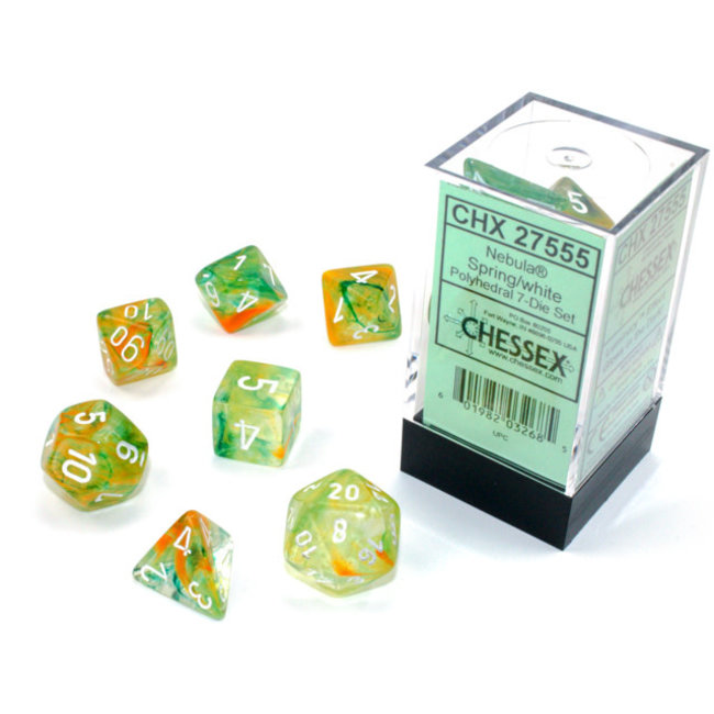 Signature Polyhedral 7-Die Set: Nebula Spring/white Luminary