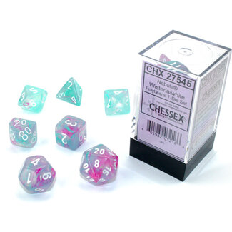 Chessex Signature Polyhedral 7-Die Set: Nebula Wisteria/white Luminary