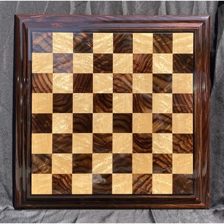Joel Will Rare Solid Wood 2.5" East Indian Rosewood & Birdseye Maple Chessboard