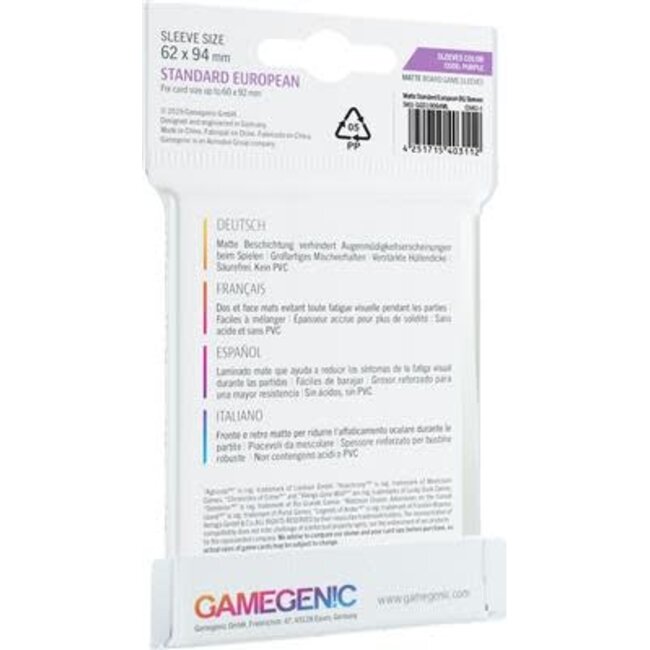 Matte Sleeves: Standard European 60x92