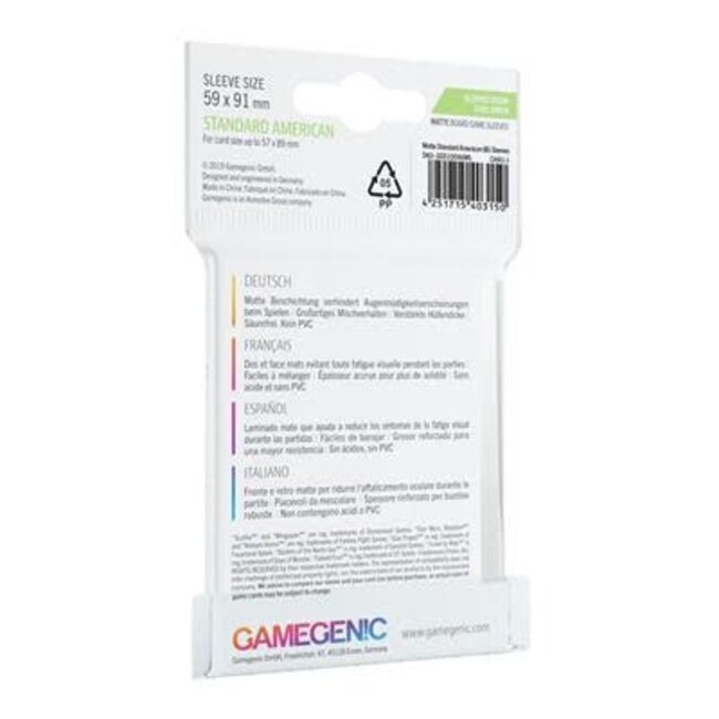 Matte Sleeves: Standard American  57x89