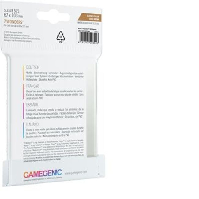 Matte Sleeves: 7 Wonders 67 x 103