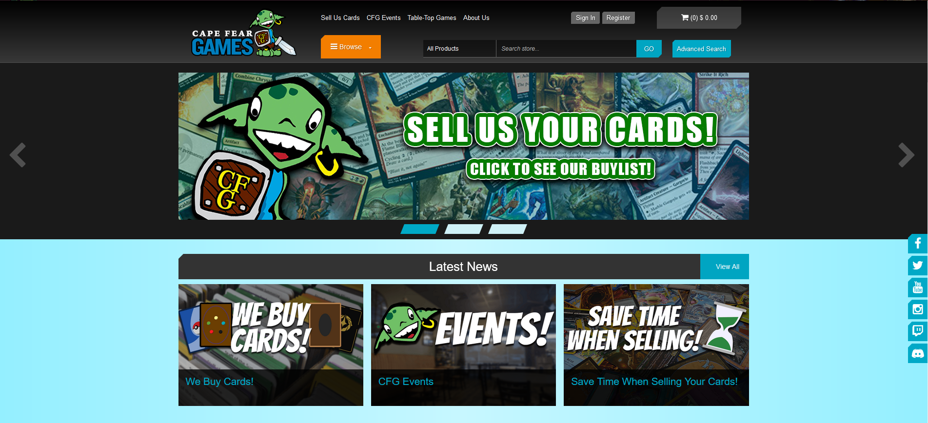 Cape Fear Games Website Home