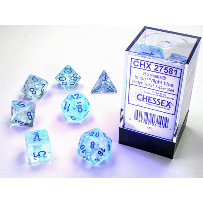 Signature Polyhedral 7-Die Set: Borealis Icicle/light blue Luminary