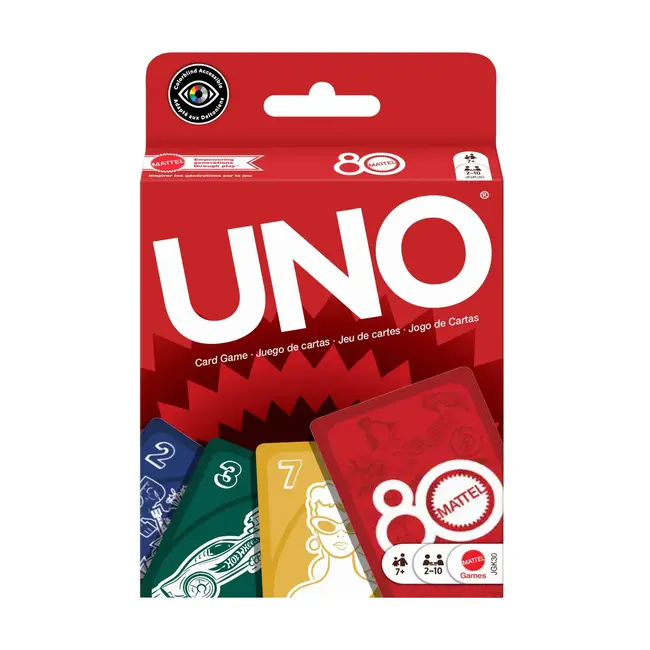 UNO Mattel 80th Anniversary Ruby Red