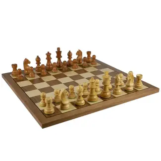 Worldwise Imports Kikkerwood German Pieces on Walnut/Maple Chess Board