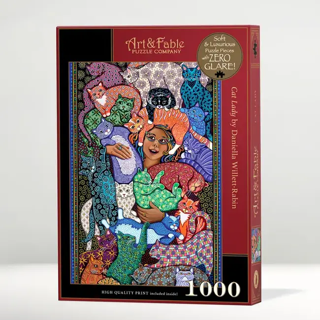 Cat Lady 1000-pc Velvet-Touch Jigsaw Puzzle