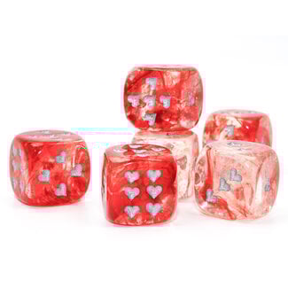 Chessex Heart Signature D6 16mm Dice: Nebula® Red/silver Luminary ™
