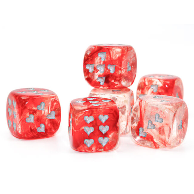 Heart Signature D6 16mm Dice: Nebula® Red/silver Luminary ™