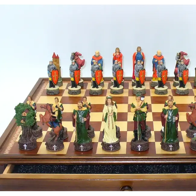 Robin Hood Resin Painted Men Chess Set w/Board