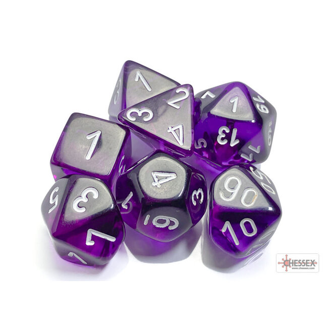 Translucent Polyhedral 7-Die Set: Purple/White