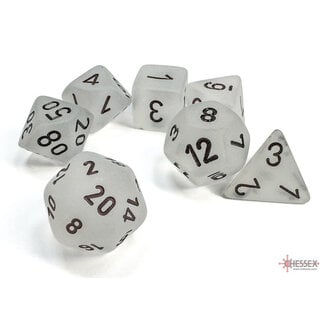 Chessex Signature Polyhedral 7-Die Set: Frosted Clear/black