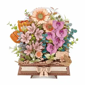 Wooden Blooming Book Diy Flower Bouquet 3D Puzzle