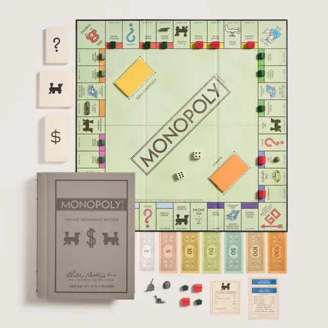 Vintage Monopoly Bookshelf