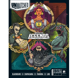 Restoration Games Unmatched: Battle of Legends Vol. 3 Blackbeard, Chupacabra, Pandora, Loki