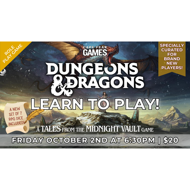 10/2 - COMING SOON! D&D Learn to Play