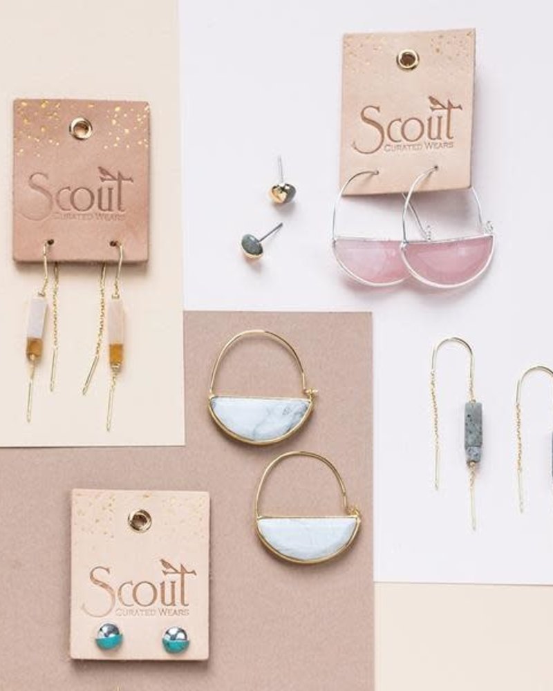 Scout Curated Wears Scout Howlite & Gold Rectangle Stone Thread Earrings