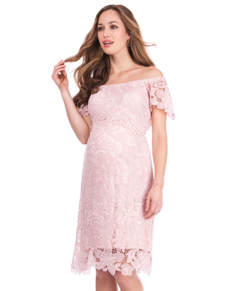 maternity casual lace off shoulder dress