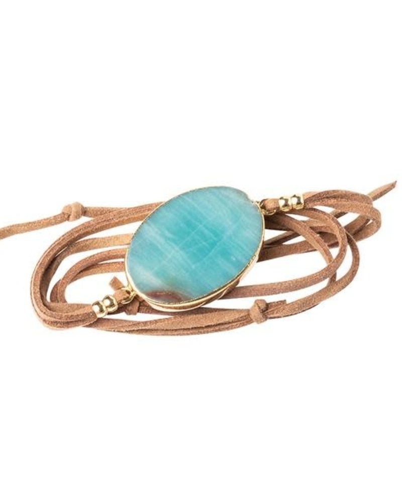 Scout Curated Wears Scout Amazonite & Gold Suede & Stone Wrap Bracelet/Necklace
