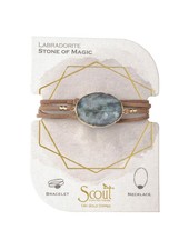 Scout Curated Wears Labradorite & Gold Suede & Stone Wrap Bracelet/Necklace