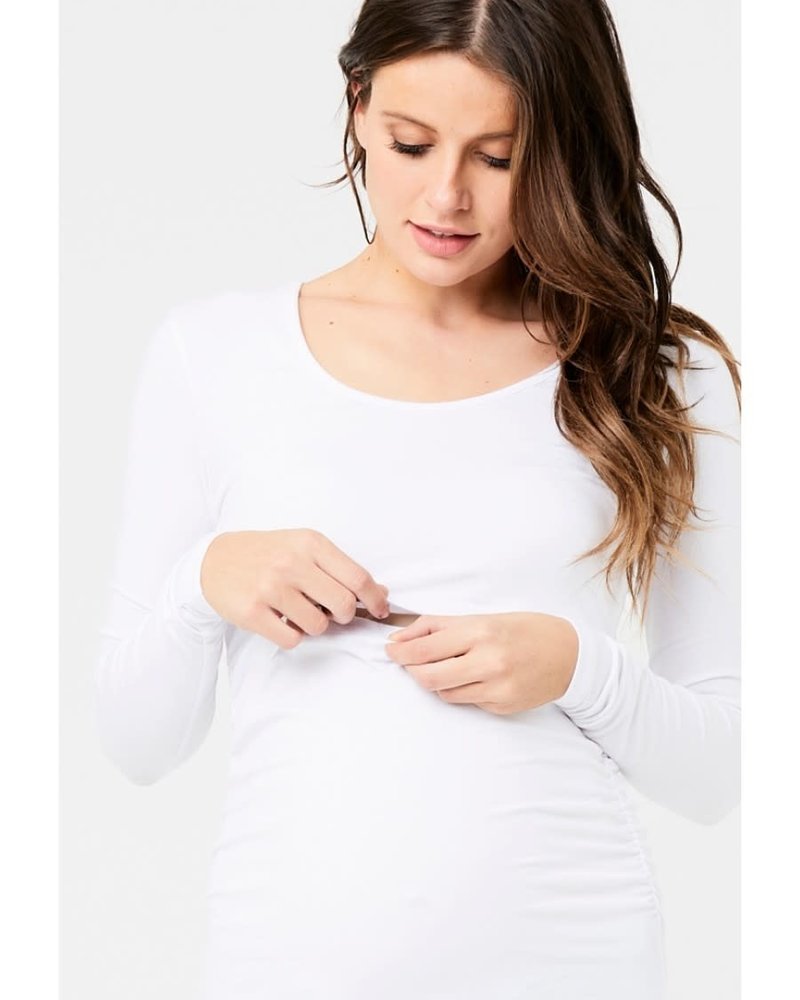 Ripe Ripe Maternity White ‘Ali' Up/Down Long Sleeve Nursing Tee
