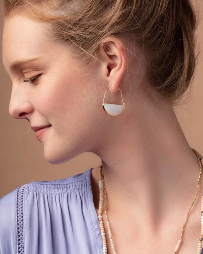 Scout Curated Wears Scout Rose Quartz & Silver Stone Prism Hoop Earrings
