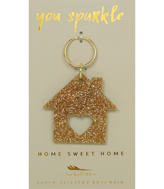 Lucky Feather Glitter Home Keychain