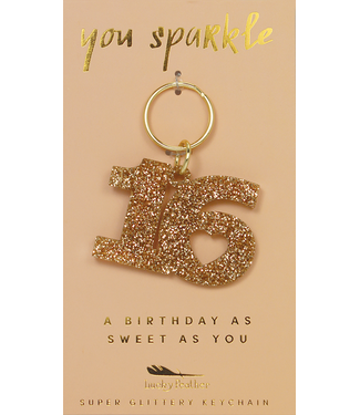 Lucky Feather Glitter Sweet 16 Keychain **FINAL SALE**