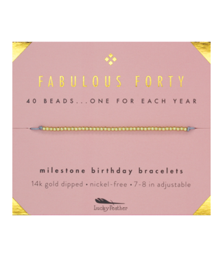 Lucky Feather Milestone Birthday 'Fabulous Forty' Bracelet