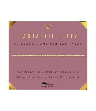 Lucky Feather Milestone Birthday 'Fantastic Fifty' Bracelet