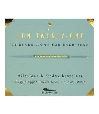 Lucky Feather Milestone Birthday 'Fun Twenty-One' Bracelet