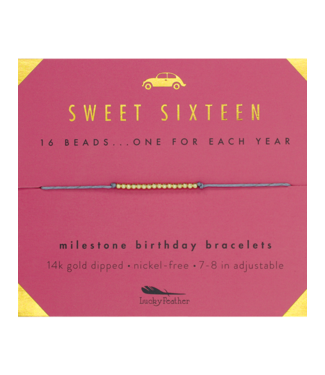 Lucky Feather Milestone Birthday 'Sweet Sixteen' Bracelet