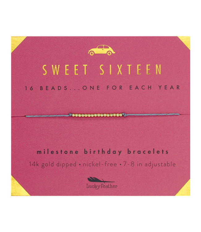 Lucky Feather Milestone Birthday 'Sweet Sixteen' Bracelet