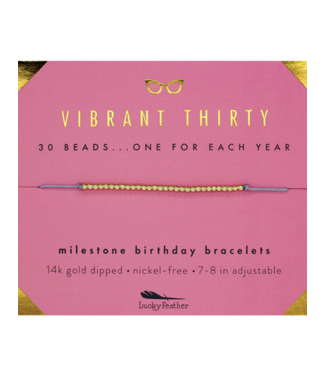 Lucky Feather Milestone Birthday 'Vibrant Thirty' Bracelet