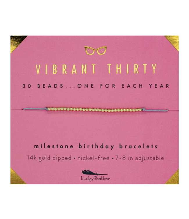 Lucky Feather Milestone Birthday 'Vibrant Thirty' Bracelet