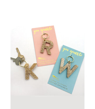 Lucky Feather Glitter Block Letter Keychain (More)