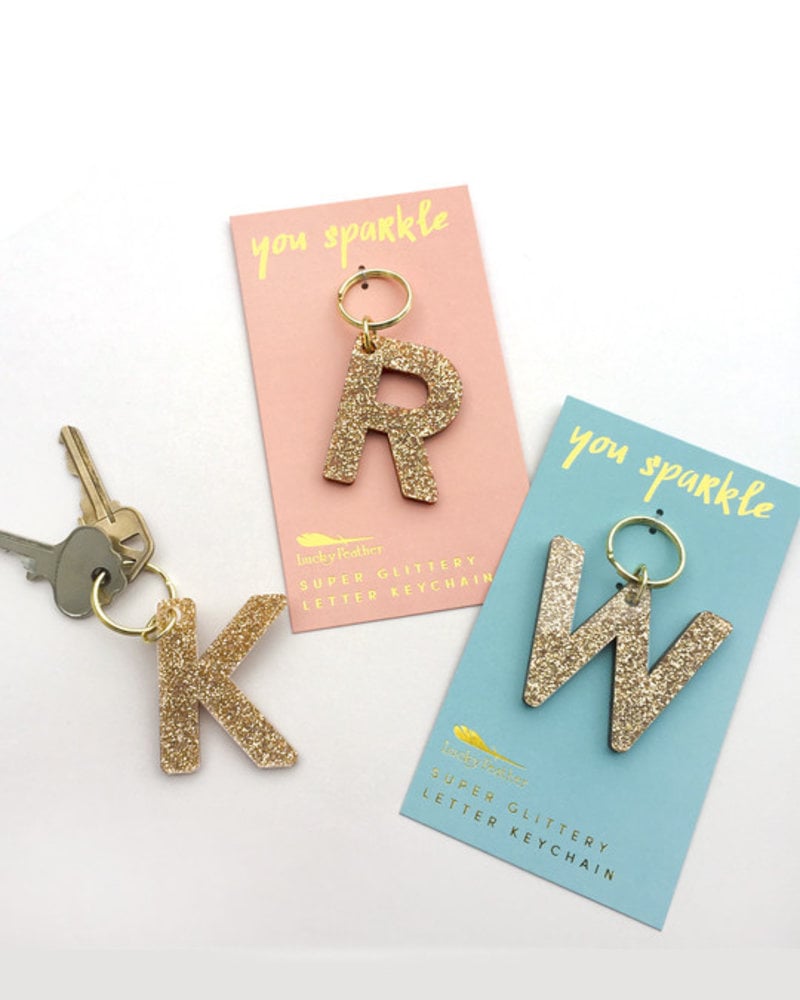 Lucky Feather Glitter Keychain