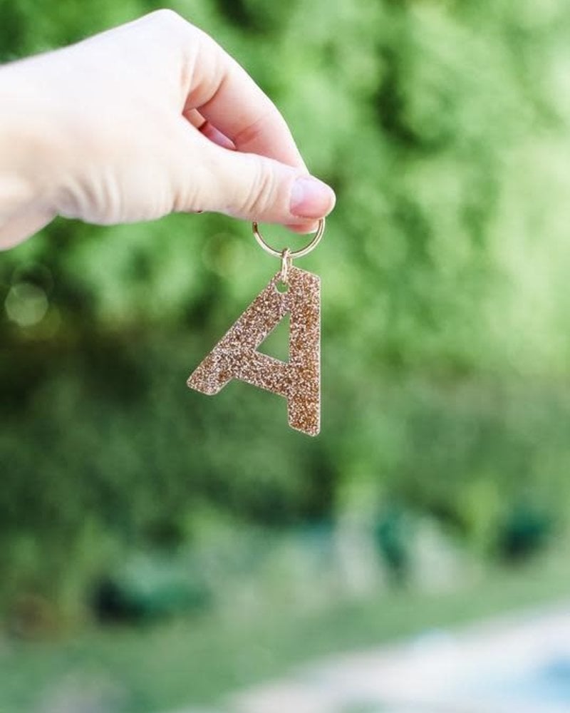 Lucky Feather Glitter Initial Keychain--Eccentrics Boutique