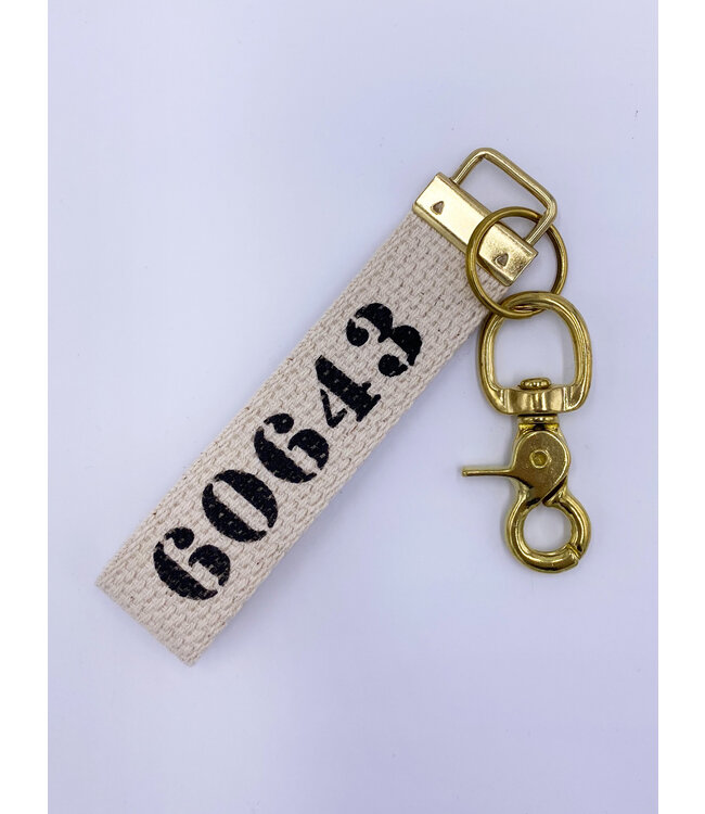 Rustic Marlin Zip Code Canvas Keychain | 60643