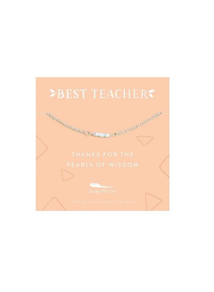 Lucky Feather Best Teacher Necklace | Pearls of Wisdom
